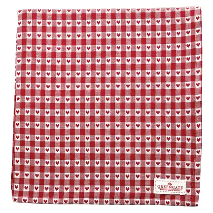 GreenGate Juledug Heart petit rød, 15x150 cm