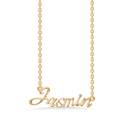 Name Tag Necklace Jasmin - halskæde med navn - navnehalskæde i forgyldt sterling sølv