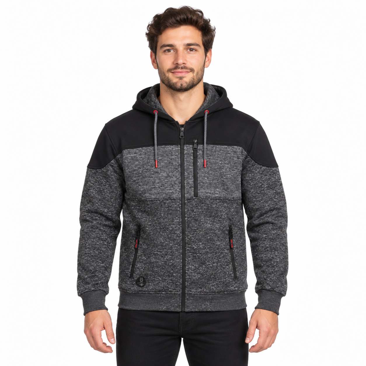 Grå Herre Fleece Sweatjakke - M