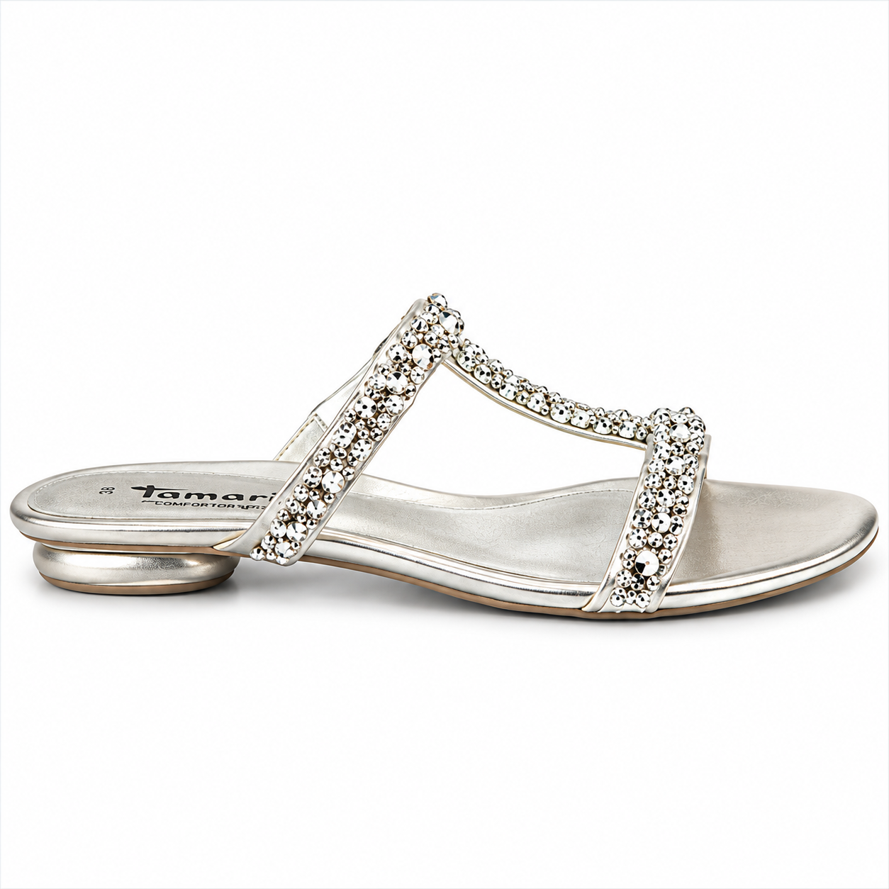 Tamaris Sandal  Sølv Med Glitrende Sten - 40