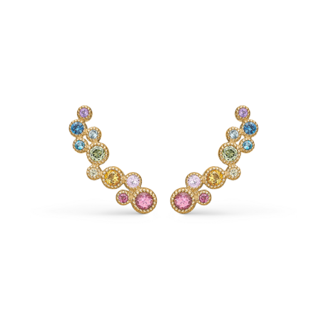 LUXURY RAINBOW earrings in 14 karat gold with genuine stones: yellow sapphire, citrine, pink sapphire, pink tourmaline, ruby, amethyst, sapphire, Ceylon sapphire, London Blue Topaz, Light Swiss Blue Topaz and peridot.