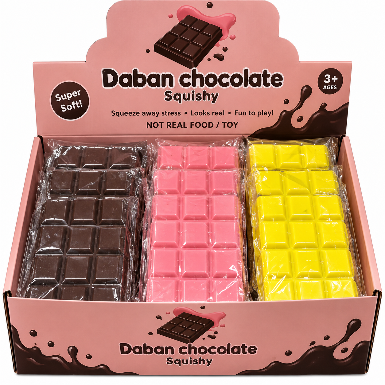Chocolate Bar Squishy Blød Chokolade Fidget & Sanselegetøj - Brun