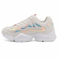 Chunky hvid sneaker med holografiske detaljer