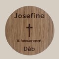 Dåb bordkort i træ med navn, dato og kors Design 06