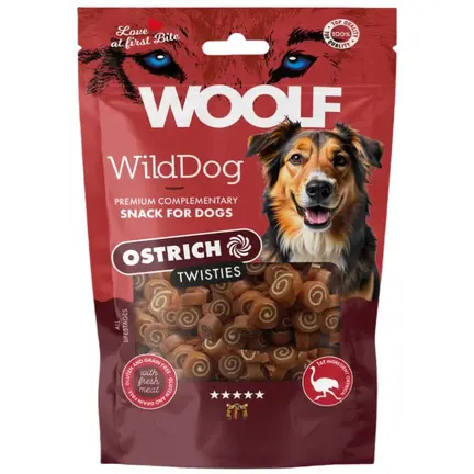 WOOLF WildDog Ostrich & Cod Twisties – godbidder med struds, torsk og kylling