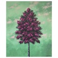 akryl maleri grøn rosa træ 50x60 cm.