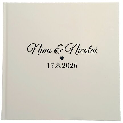 Gæstebog til bryllup med brudeparrets navne og dato