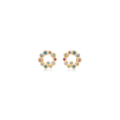 Luxury Rainbow Orbis earrings in 14-carat gold with sapphire, topaz, ruby, tourmaline and amethyst