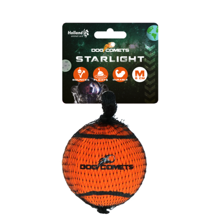 Dog Comets Starlight Tennisbold - M, Ø6cm, 80g, orange
