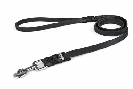 JHS Læder Førerline 100cm sort/chrom