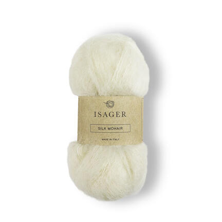 isager silk mohair farve e0 garn hvid
