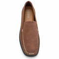 ECCO Mox Bison brun herre hyttesko i mokkasin-stil med slip-on design og dekorative syninger.