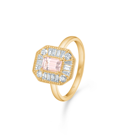 MONACO diamond ring in 14 karat gold with morganite | Danish design by Mads Z