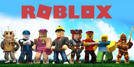 Roblox A4 sukkerprint med otte farverige figurer, robot, bygger, pirat og ridder under rødt logo