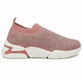 Rosa slip-on damesneaker med rhinsten – Stil & komfort