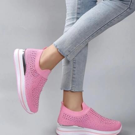 Dame sneakers elastik fuxia