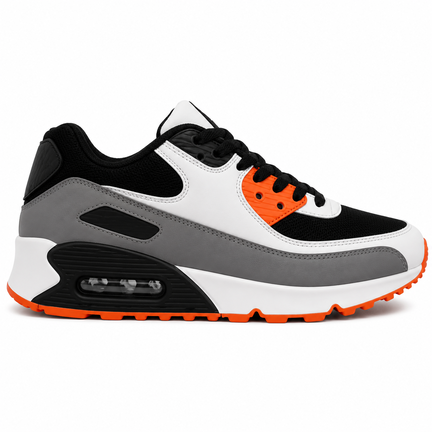 Unisex sneaker i hvid, grå og rød med luftpude og retrodesig