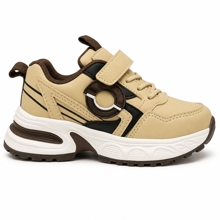 Børnesko sneakers beige/brun – komfortabel og slidstærk