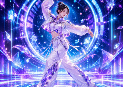 K-pop sukkerprint A3 med cyberlilla solodanser til stor festkage