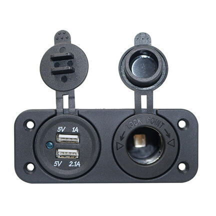 Dobbelt USB stik med cigartænder 12V