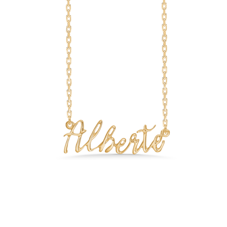 Name Tag Alberte made of 925 pure sterling silver plated with a durable 18 karat gold plating.