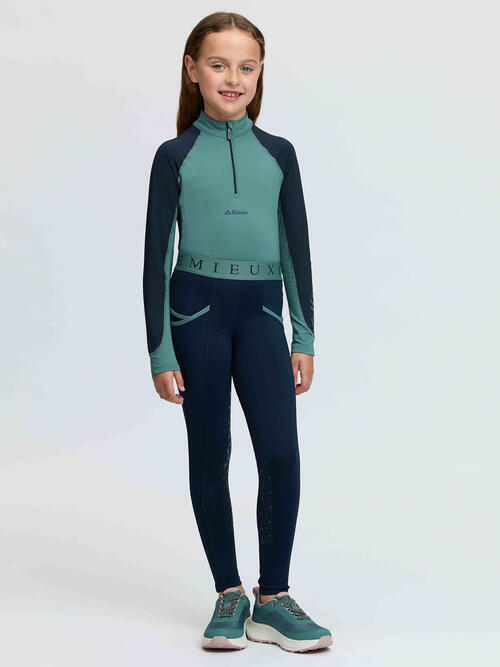 LeMieux Mini Pull On Ridetights - Navy/Aloe
