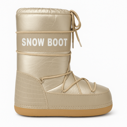 Snow Boot beige – varm vinterstøvle med højt skaft og gummisål