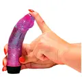 Space Rider 3000 dildo vibrator i jelly med glimmer og trinløse vibrationer