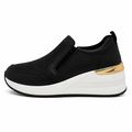 Sort slip-on wedgesneaker til damer med gyldne detaljer
