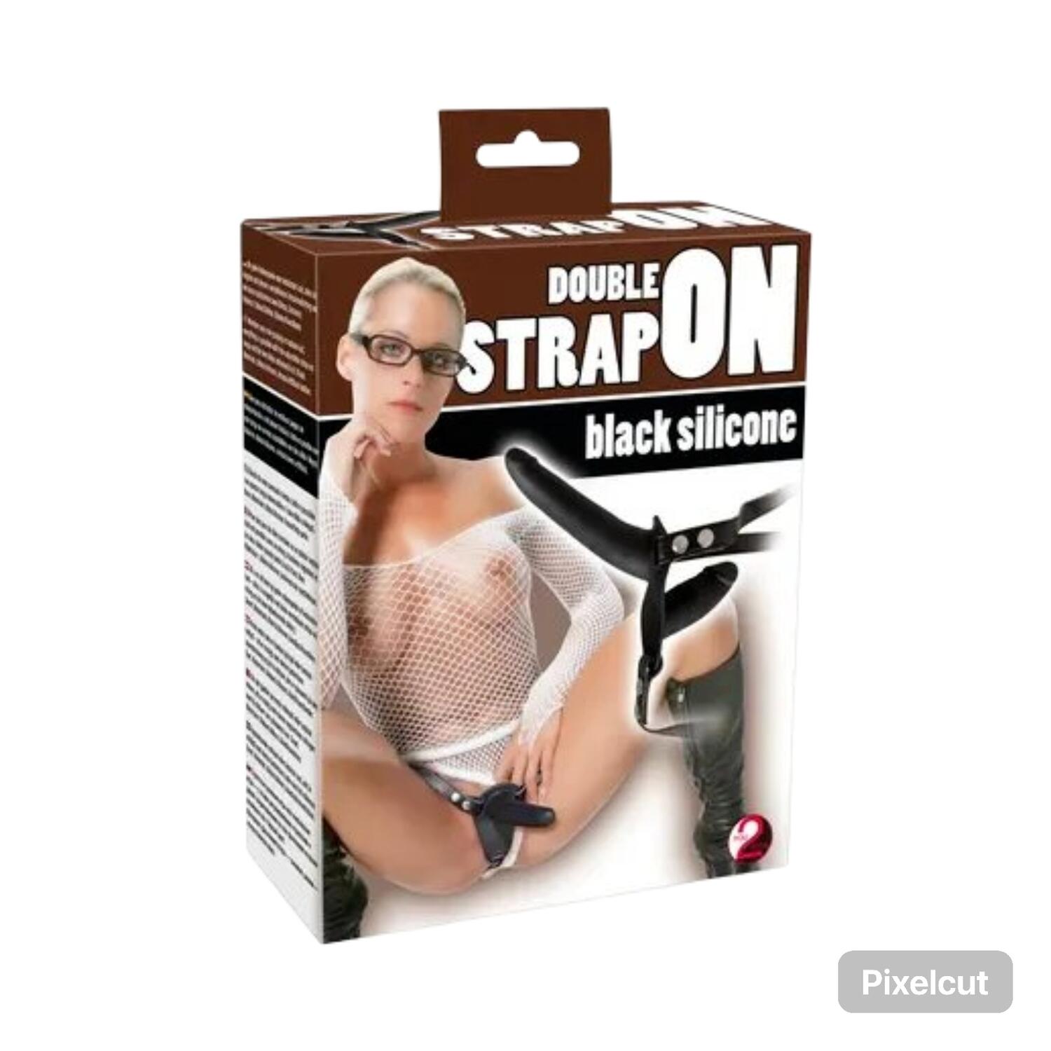 Double Strap-On Black Silicone