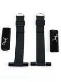 Bondage Door Cuffs fra Argus Fetish – sort sæt med justerbare stropper og velcro manchetter.