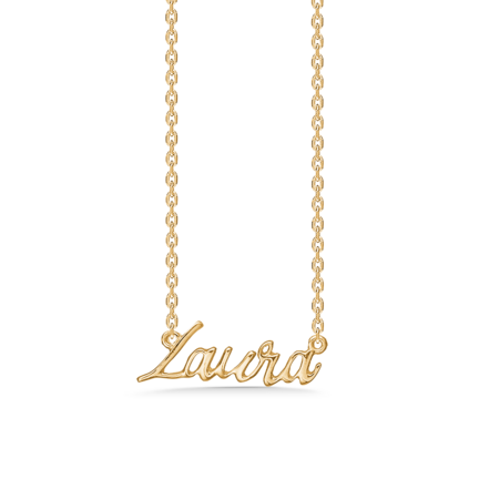 Name Tag Necklace Laura - halskæde med navn - navnehalskæde i forgyldt sterling sølv