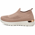 Elegant rosa slip-on damesko med guldhæl