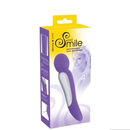 Sweet Smile Purple Massage Wand – genopladelig silikone vibrator med to motorer og 10 vibrationsmønstre