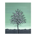 Maleri træ grøn hvid 50x60cm