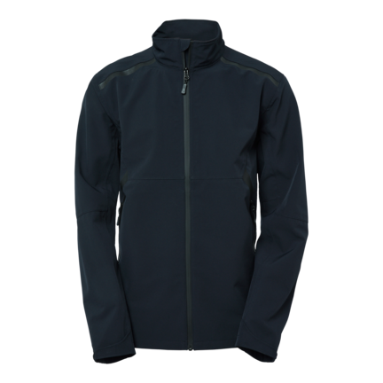 South West Miles Softshell Jakke i Mørk Navy - Vind- og vandafvisende skaljakke i strækbart materiale af genanvendt polyester. Vandtæt lynlås og tapede sømme. To praktiske lynlåslommer med vævet reflekterende tråd og justerbare manchetter. Smukke tone-i-t