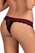 Obsessive Rossita Thong i rød blonde med gennemsigtige detaljer