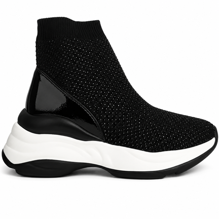 Sort high-top sok-sneaker til damer – sporty & moderne