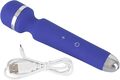 Blue Massage Wand – blå genopladelig vibrator med fleksibelt hoved og 20 vibrationsindstillinger