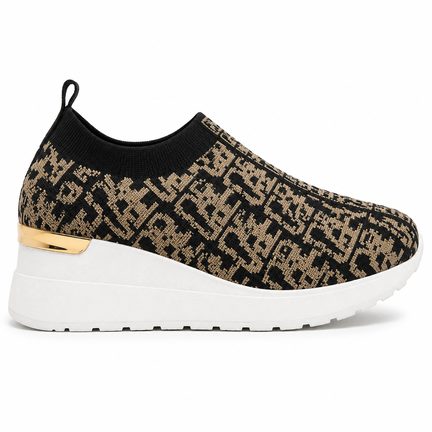 Slip-on Sneaker med Mønster & Kilehæl –Elegant & Komfortabel