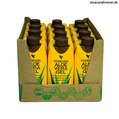 12 stk. pakning med Forever Aloe Vera Gel drik i 33 cl mini
