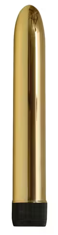 Slank metallic-guld vibrator 17,5 cm i ABS med trinløse vibrationer