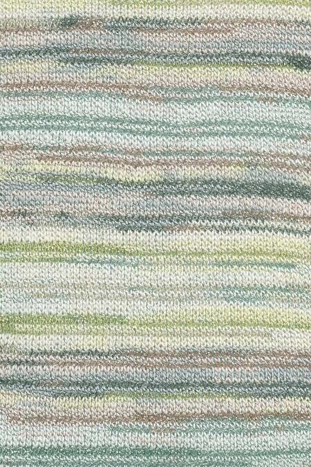 Close up af garnnøgle fra Lang Yarns i kvaliteten fiesta farve 06 aqua kobber coast gul, kobber, grå,