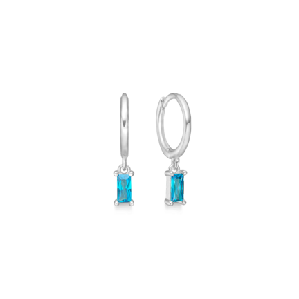 Navy Infinity Earrings - Small hoops with blue zirconia stone