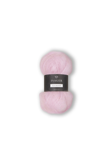 Garnnøgle isager silk mohair farve 27 lyserød