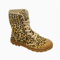 Leopardprint børnestøvle med foldbart beige skaft og gummisål