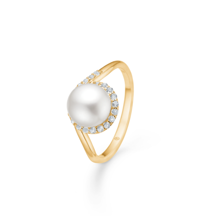 KIMBERLY ring in 14 karat gold with cultured pearl | Danish design by Mads Z
