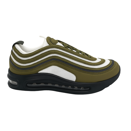 Unisex sneaker i olivengrøn og hvid med sort luftdæmpet sål