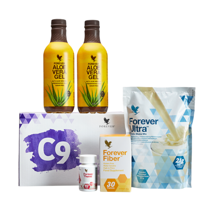 C9 med Forever Aloe Vera Gel og Forever Ultra Vanilla