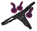 Bad Kitty Naughty Toys Strap-On Sæt – sort sele med åben skridtkonstruktion og tre udskiftelige dildoer (penis-, anal- og G-punktsform), justerbar op til 160 cm.